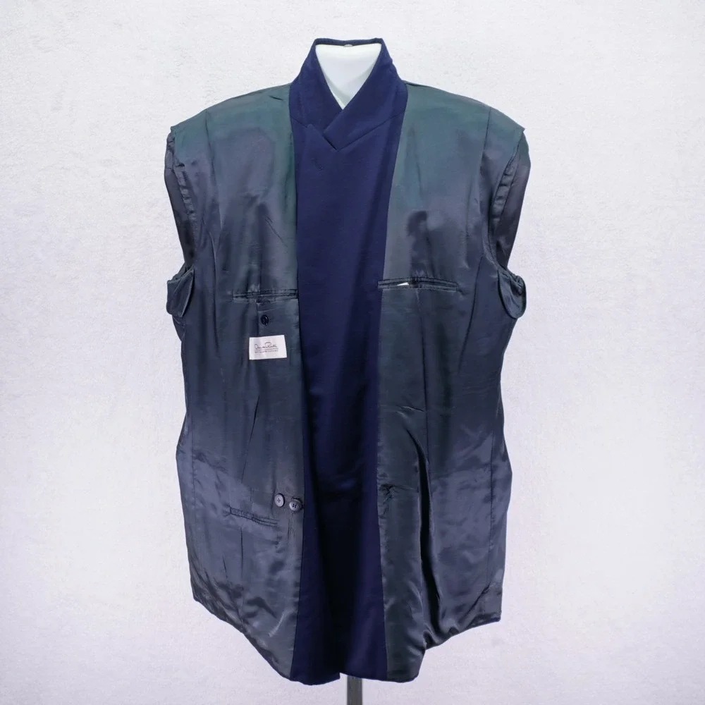Oscar De La Renta Blue Wool 6 Gold Button Peak‎ Lapel Blazer 44L / Slim Fit 46L